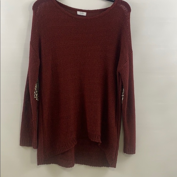 TOBI sequin elbow patch hi-low sweater. Size M - Picture 2 of 9